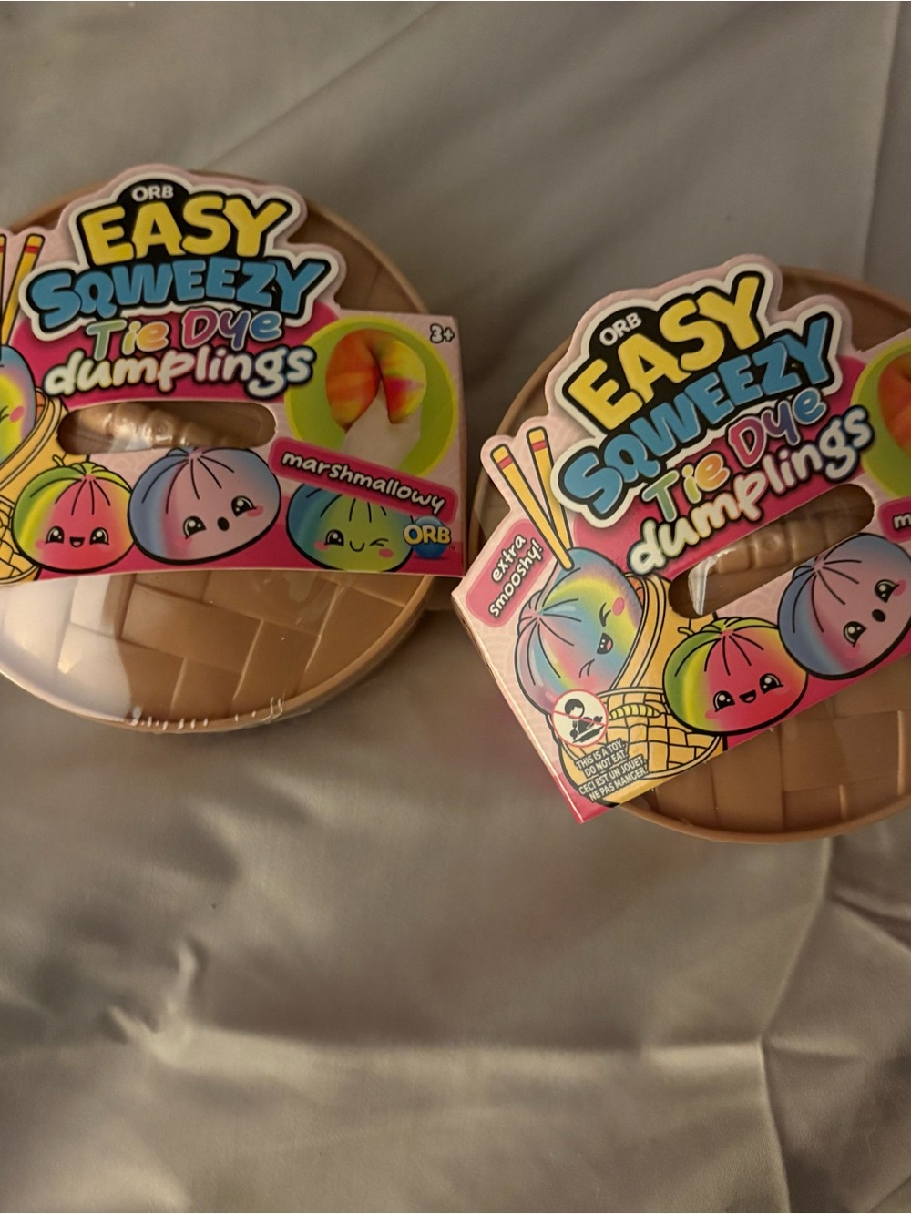 ORB Easy Squeezy Tie Dye Dumplings Marshmallowy Squishies - PinkBlueGreen lot 2